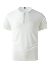 Load image into Gallery viewer, Men's Summer Solid Button Textured Short Sleeve Henley Shirt