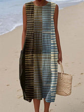 Load image into Gallery viewer, Women'S Round Neck Sleeveless Color-Block Printed Dress