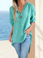 Load image into Gallery viewer, Women's Hooded V-Neck Casual Resort Shirt