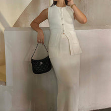 Load image into Gallery viewer, Stylish Knitted Waistcoat Skirt Suit