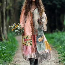 Load image into Gallery viewer, Women's Bohemian Floral Art Cotton And Linen Dress 55e2
