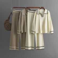 Load image into Gallery viewer, Stylish Lapel Contrast Color Casual Two-Piece Set