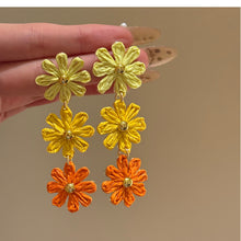 Load image into Gallery viewer, Colorful Straw Flower Holiday Tassel Earrings