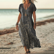 Load image into Gallery viewer, Women's Western Inspired Print Linen Blend Vintage Dress