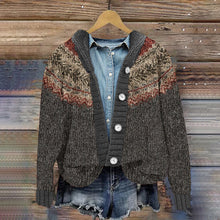 Load image into Gallery viewer, Vintage Icelandic Tribal Pattern Printed Comfy Knit Cardigan