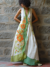 Load image into Gallery viewer, Women's Retro Floral Line Stitching Sleeveless Long Dress