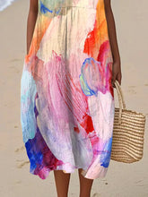 Load image into Gallery viewer, Women'S Round Neck Sleeveless Color-Block Printed Dress