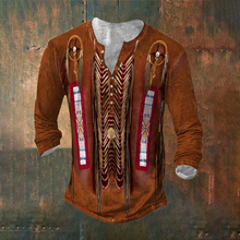 Load image into Gallery viewer, Men'S Vintage Tribal Ethnic Print Henry T-Shirt