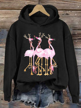 Load image into Gallery viewer, Women's Christmas Flamingo Print Casual Hoodie