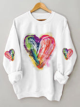 Load image into Gallery viewer, Women's Oil Painting Heart Graphic Casual Sweatshirt
