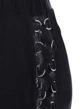 Load image into Gallery viewer, Halloween Gothic Dark Lace-Up Lace Patchwork Flared Pants