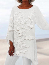 Load image into Gallery viewer, Classy 3D Floral Lace Embroidered Flowy Linen Blend Tunic