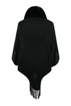 Load image into Gallery viewer, Fashionable Fur Collar Tassel Hem Knitted Shawl Cape