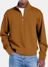 Load image into Gallery viewer, Men's Autumn Simple Vertical Strip Comfortable Zipper Long-sleeved Polo Shirt