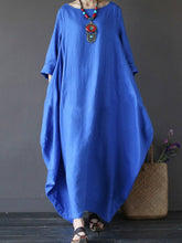 Load image into Gallery viewer, Women's cotton and linen loose plus size dress