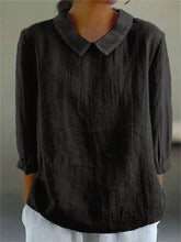 Load image into Gallery viewer, Women&#39;s Solid Color Casual Cotton And Linen 3/4 Sleeve Shirt