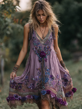 Load image into Gallery viewer, Women's Vintage Floral Embroidery Art Sleeveless Dress