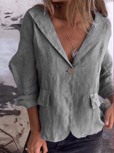 Load image into Gallery viewer, Women&#39;s Artistic Loose Solid Color Buttoned Cotton And Linen Suit Jacket