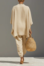 Load image into Gallery viewer, Women's Neutral Linen Set With Asymmetric Hem &amp; Minimalist Design, Sophisticated Daily-Casual Style Set