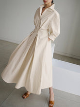 Load image into Gallery viewer, Women's Solid Pocket Button Lapel Long Sleeve Maxi Shirt Casual Dress
