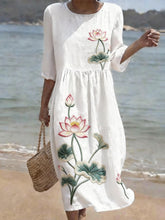 Load image into Gallery viewer, Women's Casual Floral Print Round Neck Dress