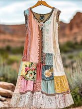 Load image into Gallery viewer, Women's Vintage Floral Lace Patch Comfort Dress