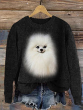 Load image into Gallery viewer, White Pom Dog Plush Cozy Knit Sweater