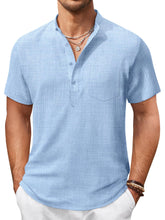 Load image into Gallery viewer, Men's Hawaiian Stand Collar Button Pocket Short Sleeve Shirt