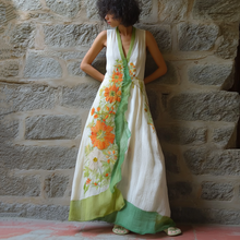 Load image into Gallery viewer, Women's Retro Floral Line Stitching Sleeveless Long Dress