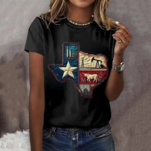 Load image into Gallery viewer, Women's Texas The Lone Star State Print Crew Neck T-shirt