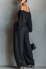 Load image into Gallery viewer, Women's Minimalist Linen Blend Strapless Long-sleeved Blouse And Wide-leg Pants Set