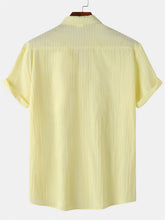Load image into Gallery viewer, Men's Cotton And Linen High Quality Striped Pocket Short Sleeve Shirt