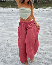 Load image into Gallery viewer, Solid Cotton Linen Loose Wide Leg Casual Pants
