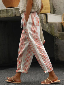 Women's Striped Print Casual Pants