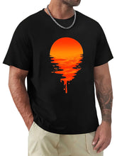 Load image into Gallery viewer, Men's Hawaiian Sunset Print Solid Color Short Sleeve T-Shirt
