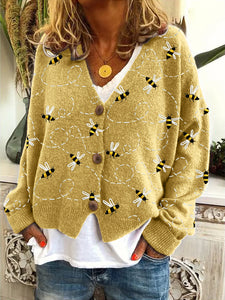 Flying Bees Embroidery Pattern Cozy Cardigan