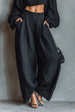 Load image into Gallery viewer, Women's Minimalist Linen Blend Strapless Long-sleeved Blouse And Wide-leg Pants Set