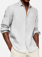 Load image into Gallery viewer, Men's Casual Solid Color Cotton Lapel Long-Sleeve Shirt