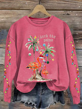 Load image into Gallery viewer, Women&#39;s Christmas Deck The Palms Printed Crew Neck Sweatshirt