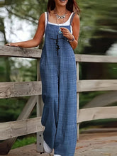 Load image into Gallery viewer, Women&#39;s  Printed  Pocket Cotton And Linen Casual Suspender Jumpsuit