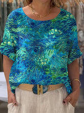 Load image into Gallery viewer, Women's Peacock Pattern Art Print Front And Back Wear Short Sleeve Cotton Shirt