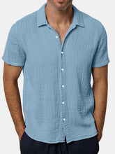 Load image into Gallery viewer, Men's Solid Color Casual And Comfortable Hidden Plaid Short-sleeved Shirt