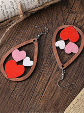 Load image into Gallery viewer, Valentine's Day Water Drop Love Earrings Wooden Earrings
