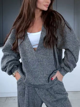Load image into Gallery viewer, Fall and winter deep V-neck casual two-piece set