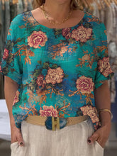 Load image into Gallery viewer, Women's Vintage Lovely Floral Art Print Front And Back Wear Short Sleeve Cotton Shirt