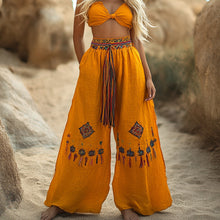 Load image into Gallery viewer, Women's Casual Bohemia Vacation Linen Style Long Loose Wide-leg Trouser Pants