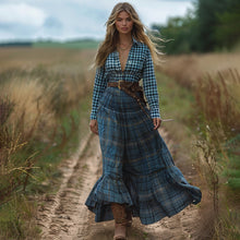 Load image into Gallery viewer, Women's Vintage V-neck Bohemian Pastoral Style Long-sleeve Maxi Long Dress