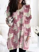 Load image into Gallery viewer, Crowded Cats Pink Knit Art Cozy Tunic