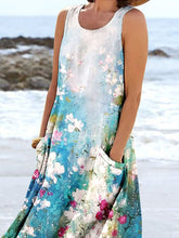 Load image into Gallery viewer, Women's Floral Art Print Pocket Casual Resort Comfort Maxi Dress