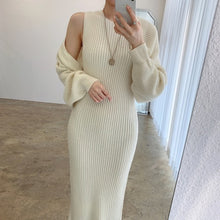 Load image into Gallery viewer, Temperament Round Neck Knitted Dress Two-Piece Set